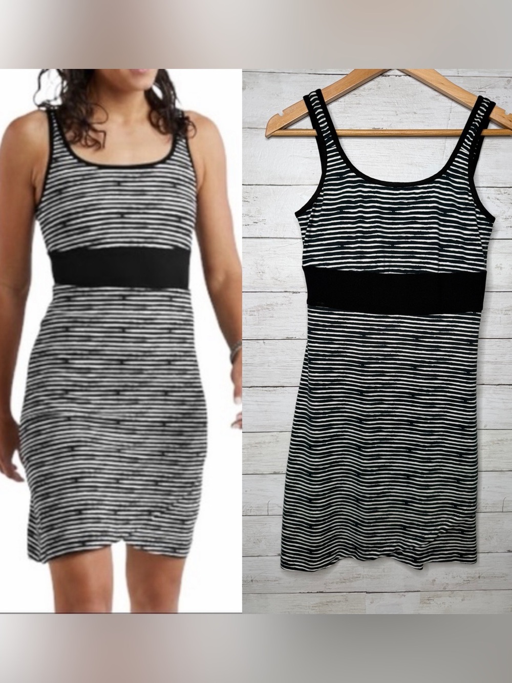 Title Nine Connelly Dress Painted Stripe Black Size Small Athleisure Athletic